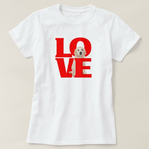Golden Retriever Red Love Typography For Dog Mom  T_Shirt