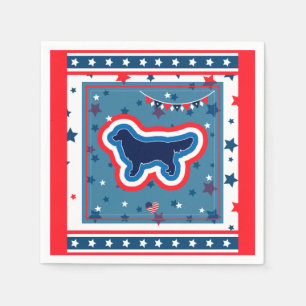 Golden Retriever Red White And Blue 4th Of July Napkins