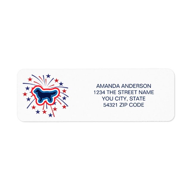 Golden Retriever Red White Blue Return Address Label (Front)