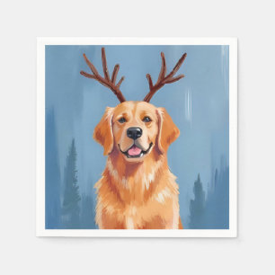 Golden Retriever Reindeer Antlers Christmas Dog Napkins