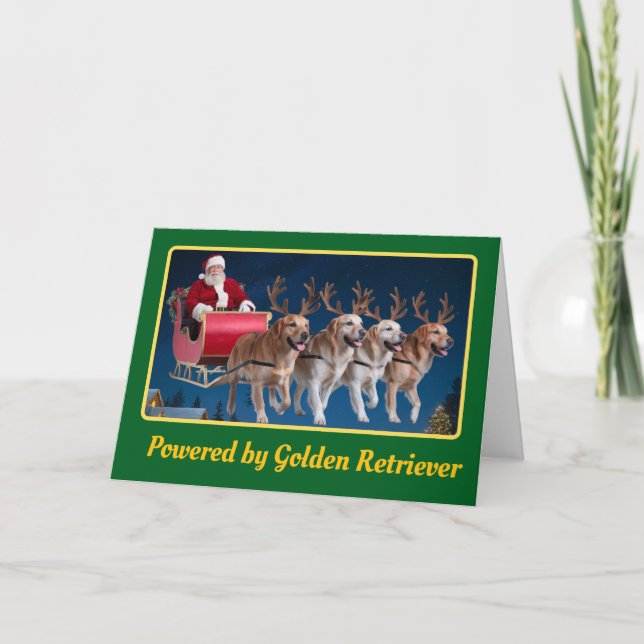 Golden Retriever Reindeer Card (Front)