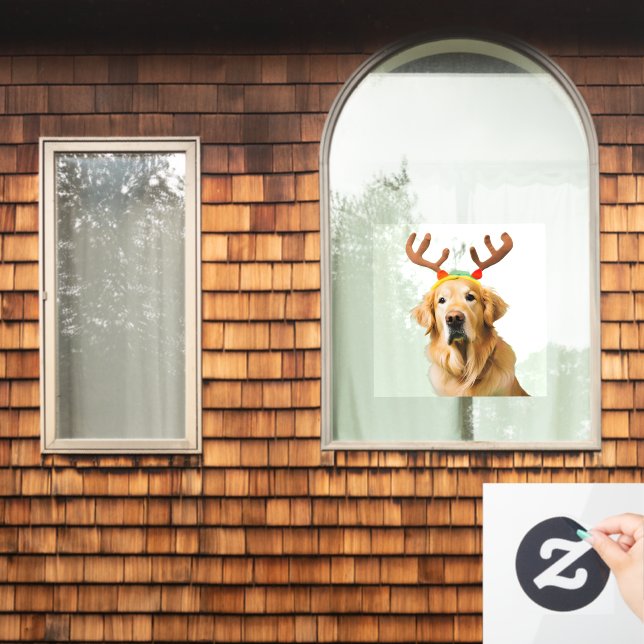 Golden Retriever Reindeer Window Cling (Home Window)