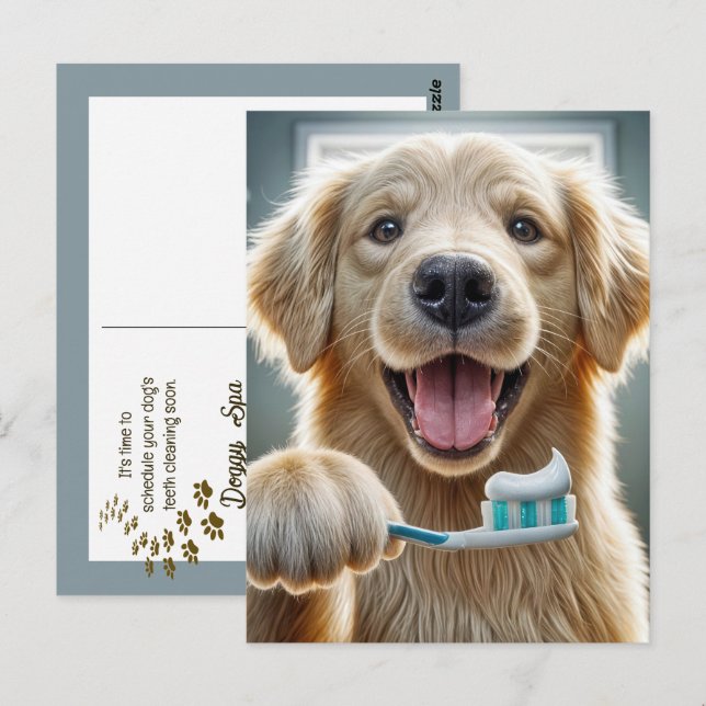 Golden Retriever Reminder from Veterinarian Office Postcard (Front/Back)