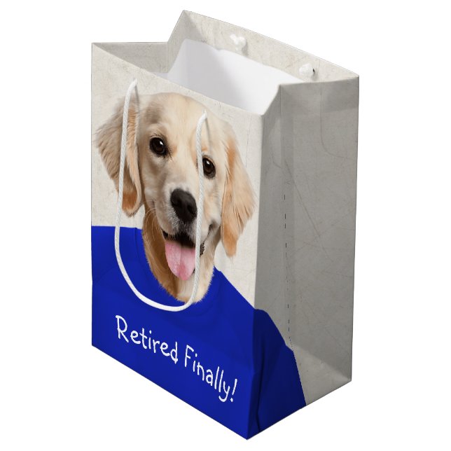 Golden Retriever Retirement Humor Medium Gift Bag (Front Angled)