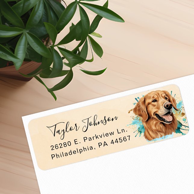 Golden Retriever Return Address Label (Creator Uploaded)