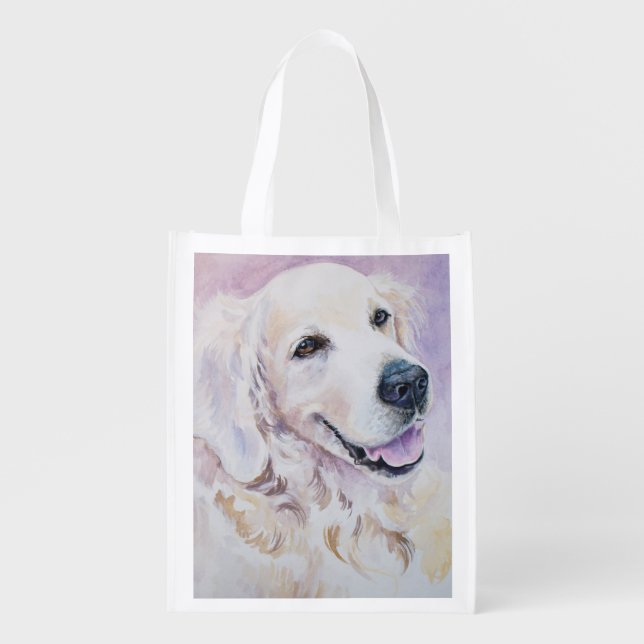 Golden retriever reusable grocery bag (Front)