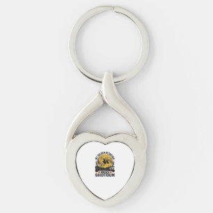 Golden Retriever Rides Shotgun Halloween Witch Art Keychain