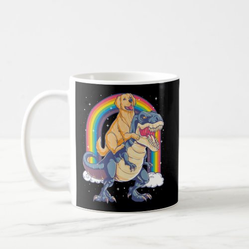 Golden Retriever Riding Dinosaur T Rex Gifts Boys  Coffee Mug