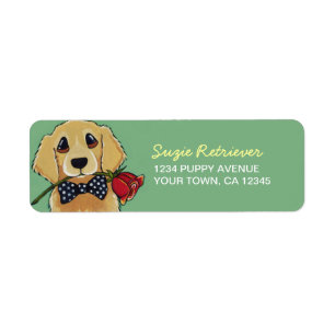 Golden Retriever & Rose Dog Return Address Label