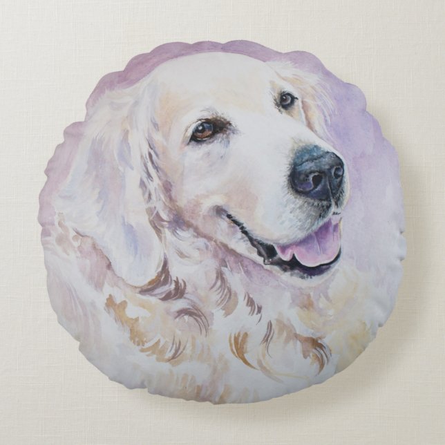 Golden retriever round pillow (Front)
