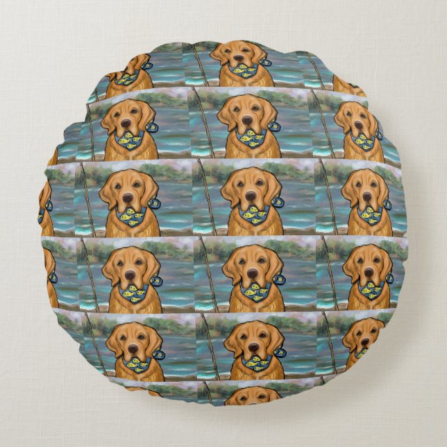 Golden Retriever Round Pillow (Front)