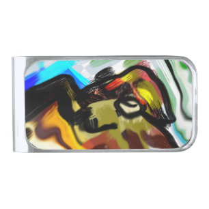 Golden retriever run free silver finish money clip