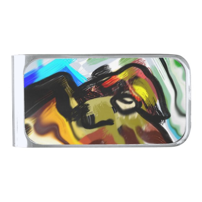 Golden retriever run free  silver finish money clip (Front)