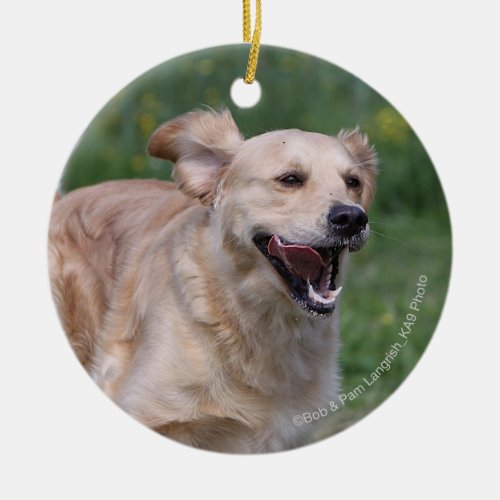 Golden Retriever Running 1 Ceramic Ornament