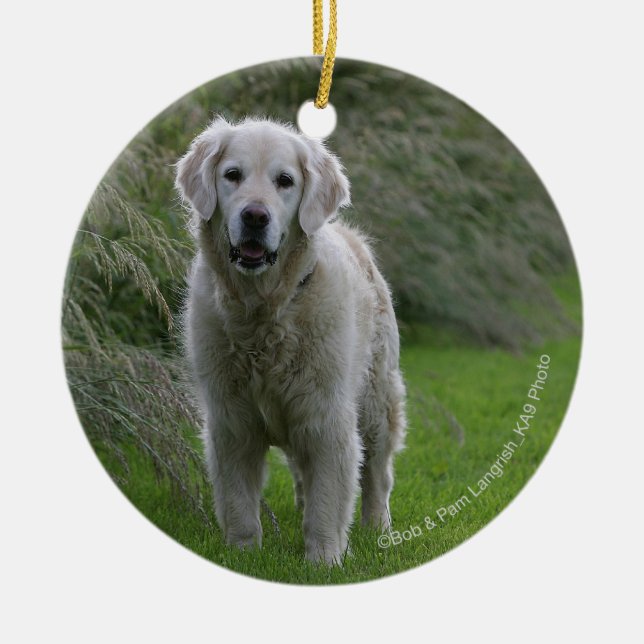 Golden Retriever Running 2 Ceramic Ornament (Front)