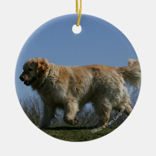 Golden Retriever Running 3 Ceramic Ornament (Front)