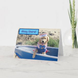 Golden Retriever Sailor Birthday Card