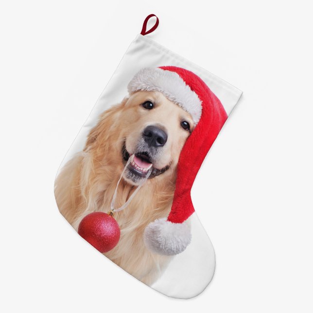 Golden Retriever Santa Christmas Stocking (Front (Hanging))