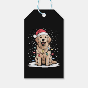 Golden Retriever Santa Christmas Tree Lights Xmas Gift Tags
