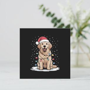 Golden Retriever Santa Christmas Tree Lights Xmas Invitation