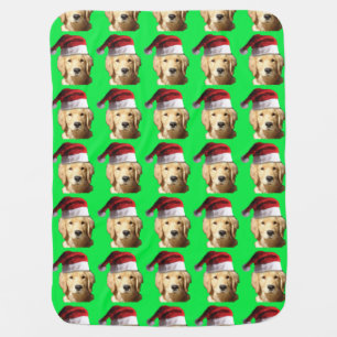 Golden Retriever Santa Claus Baby Blanket