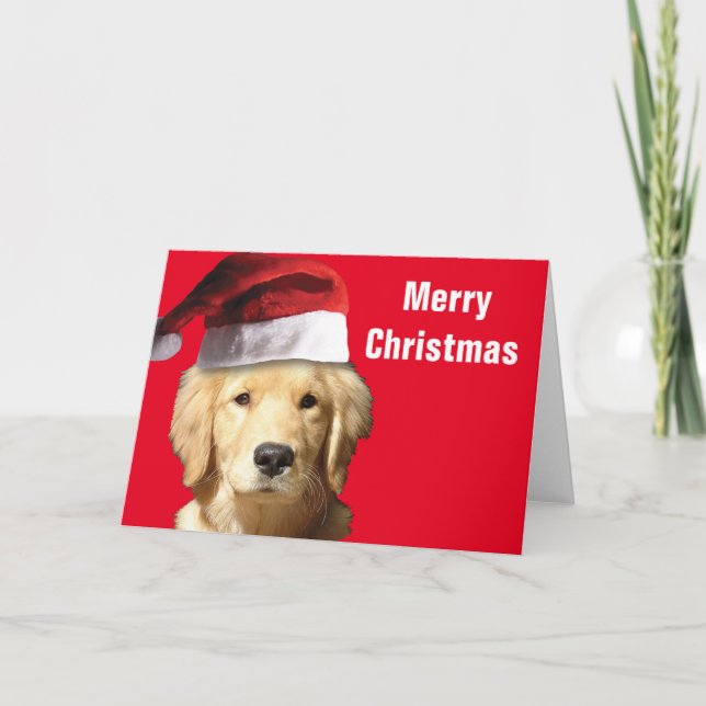 Golden Retriever Santa Claus Card (Front)