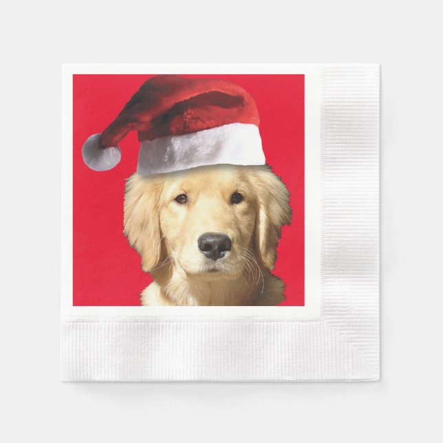 Golden Retriever Santa Claus Napkins (Front)