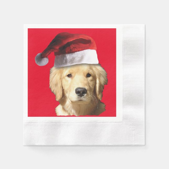 Golden Retriever Santa Claus Napkins (Front)