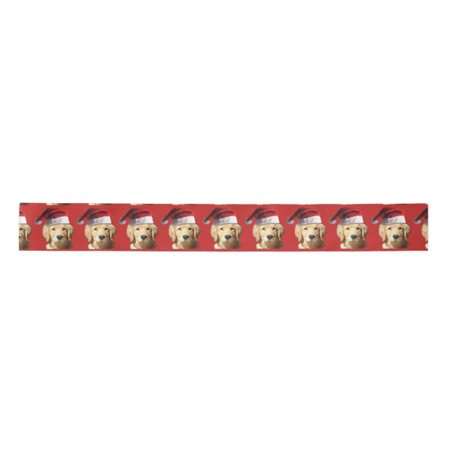 Golden Retriever Santa Claus Satin Ribbon (Front)