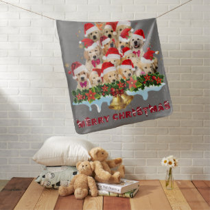 Golden Retriever Santa Hat Xmas Dogs Merry Christm Baby Blanket