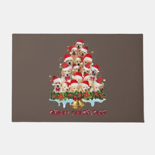 Golden Retriever Santa Hat Xmas Dogs Merry Christm Doormat