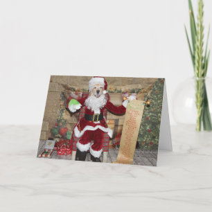 Golden Retriever Santa Nice List Christmas Holiday Card