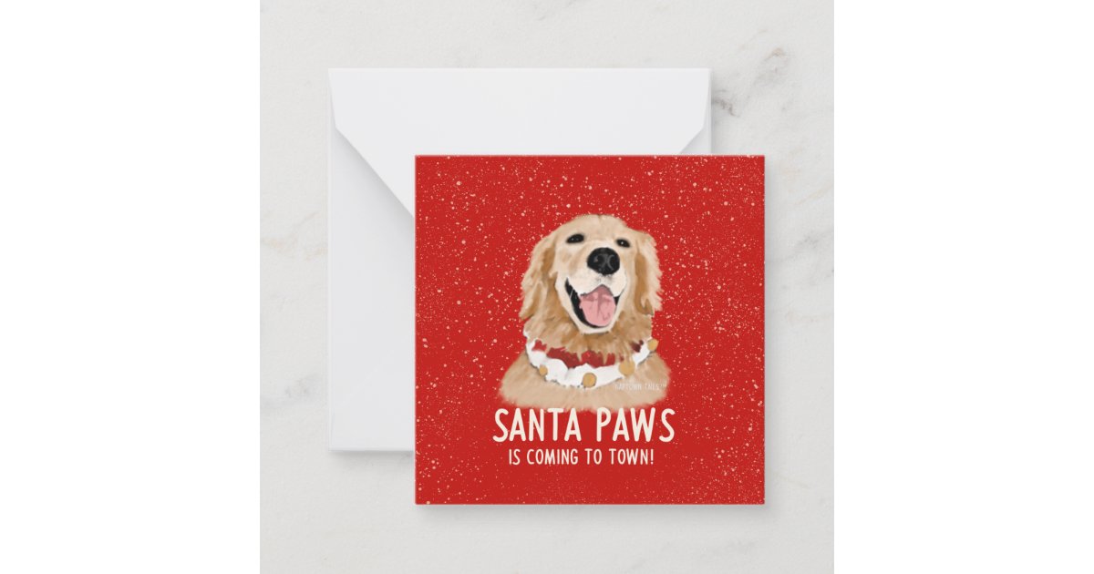Golden Retriever Santa Paws Christmas Dog Card | Zazzle