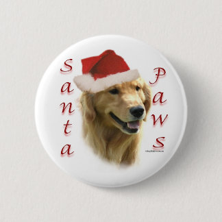 Golden Retriever Santa Paws Pinback Button