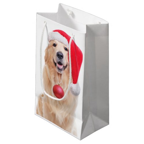 Golden Retriever Santa Small Gift Bag