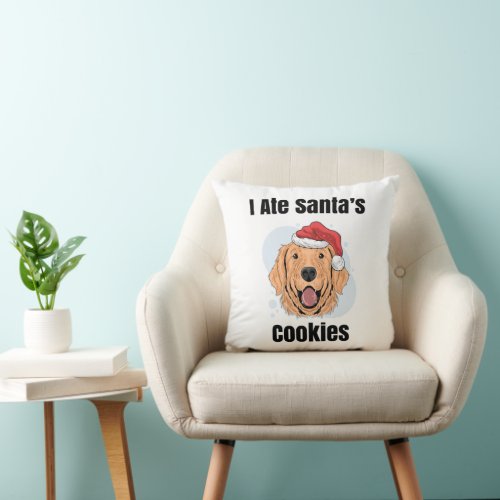 Golden Retriever Santa   Throw Pillow