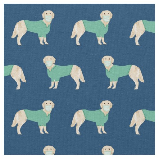 golden retriever scrubs navy blue fabric