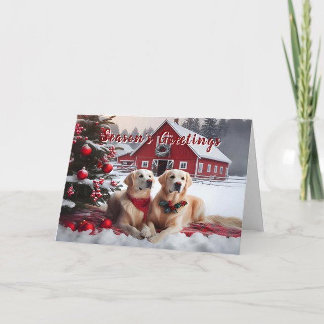 Golden Retriever Seasons Greetings Card (Front)