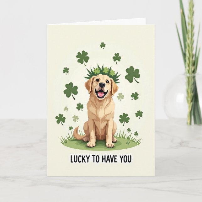 Golden Retriever Shamrock Card (Front)