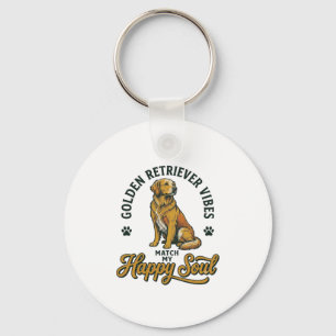 Golden Retriever Shirt Vintage Engraving Dog Lover Keychain