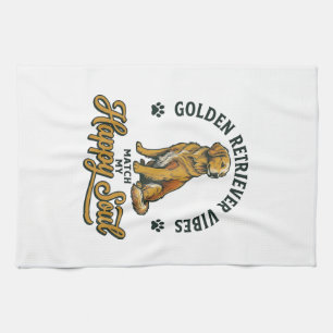 Golden Retriever Shirt Vintage Engraving Dog Lover Kitchen Towel