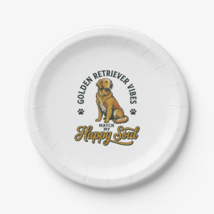 Golden Retriever Shirt Vintage Engraving Dog Lover Paper Plates