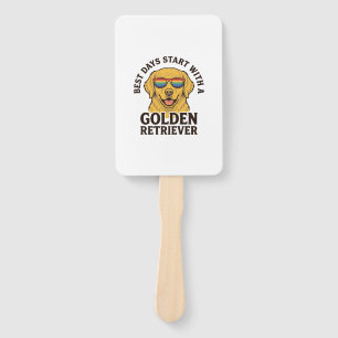 Golden Retriever Shirt with Retro Sunglasses Dog A Hand Fan