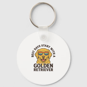 Golden Retriever Shirt with Retro Sunglasses Dog A Keychain