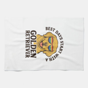 Golden Retriever Shirt with Retro Sunglasses Dog A Kitchen Towel