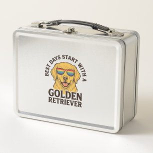 Golden Retriever Shirt with Retro Sunglasses Dog A Metal Lunch Box