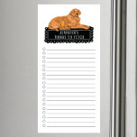 Golden Retriever Shopping List  Magnetic Notepad<br><div class="desc">Adorable things to fetch Golden Retriever dog with a black chalkboard frame personalized with your name.</div>
