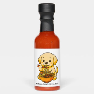 Golden Retriever Showing Off Chopstick Skills Hot Sauces