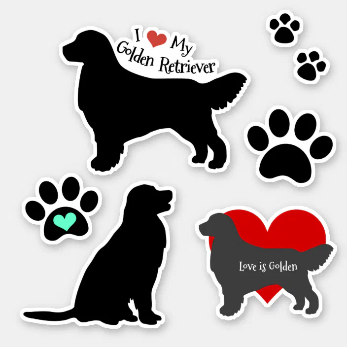 Golden Retriever Decal Custom Dog Name Sticker Retriever silhouette