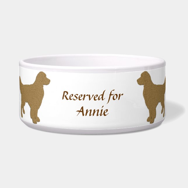 Golden Retriever Silhouette Customizable Name Bowl (Front)